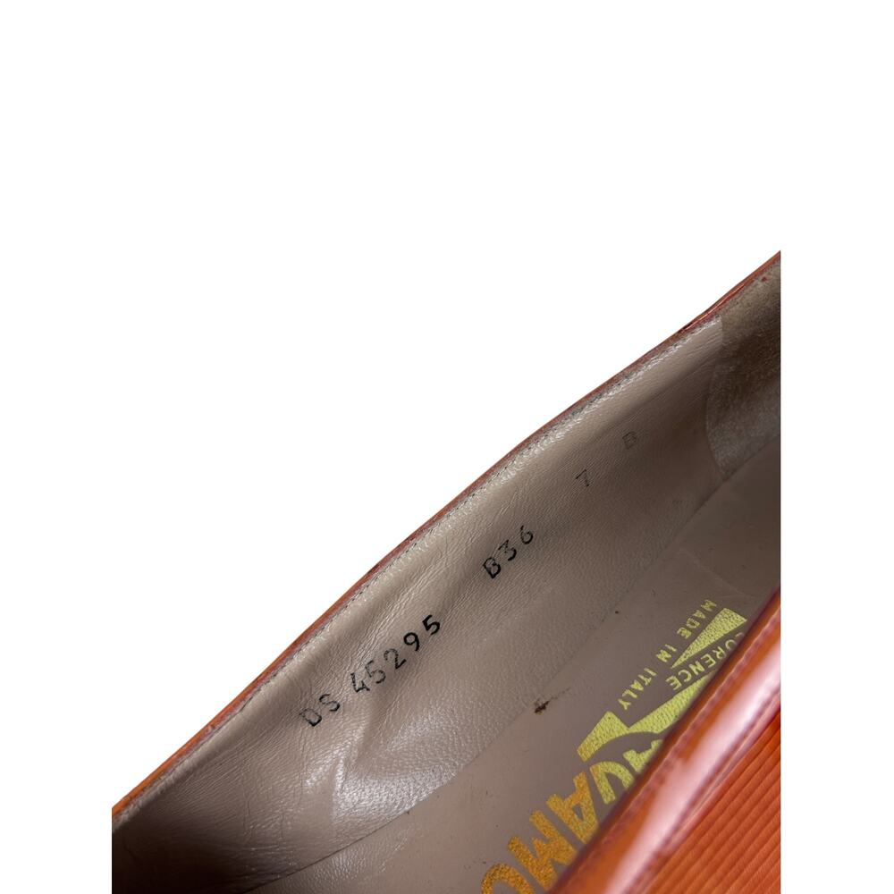 Salvatore Ferragamo Vitnage 90s Orange Ombre Woven Square Toe Patent Trim Heel 7 - Picture 7 of 7